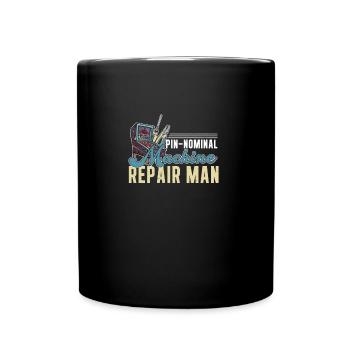 Flipper Repair Man Lustiger Flipper im Retro-Stil - Tasse einfarbig - Schwarz - Vorne