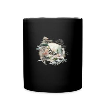 Paysage hivernal style japonais - Mug uni - noir - Devant