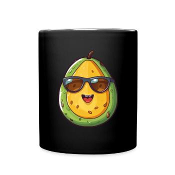 Kawaii Avocado Nerd: Gesunde Intelligenz - Tasse einfarbig - Schwarz - Vorne