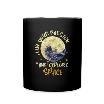 Espace, Vol spatial, En apesanteur, Lune - Mug uni - noir - Devant