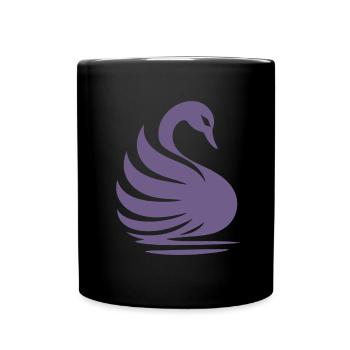 Elegante Schwan-Silhouette: Anmut auf dem Wasser - Tasse einfarbig - Schwarz - Vorne