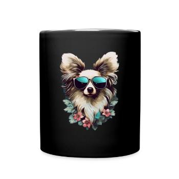 Papillon Cool - Papillon Hund - Tasse einfarbig - Schwarz - Vorne