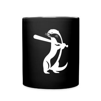 Otter Baseball Silhouette - Full Colour Mug - black - Front
