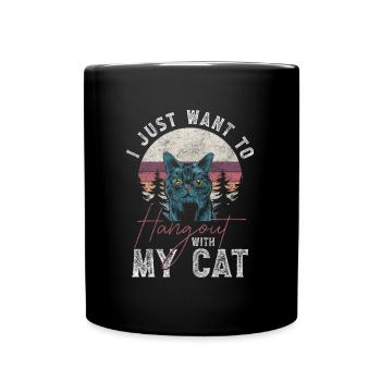Katzen Stubentiger Wildkatze Katzenhaare - Tasse einfarbig - Schwarz - Vorne