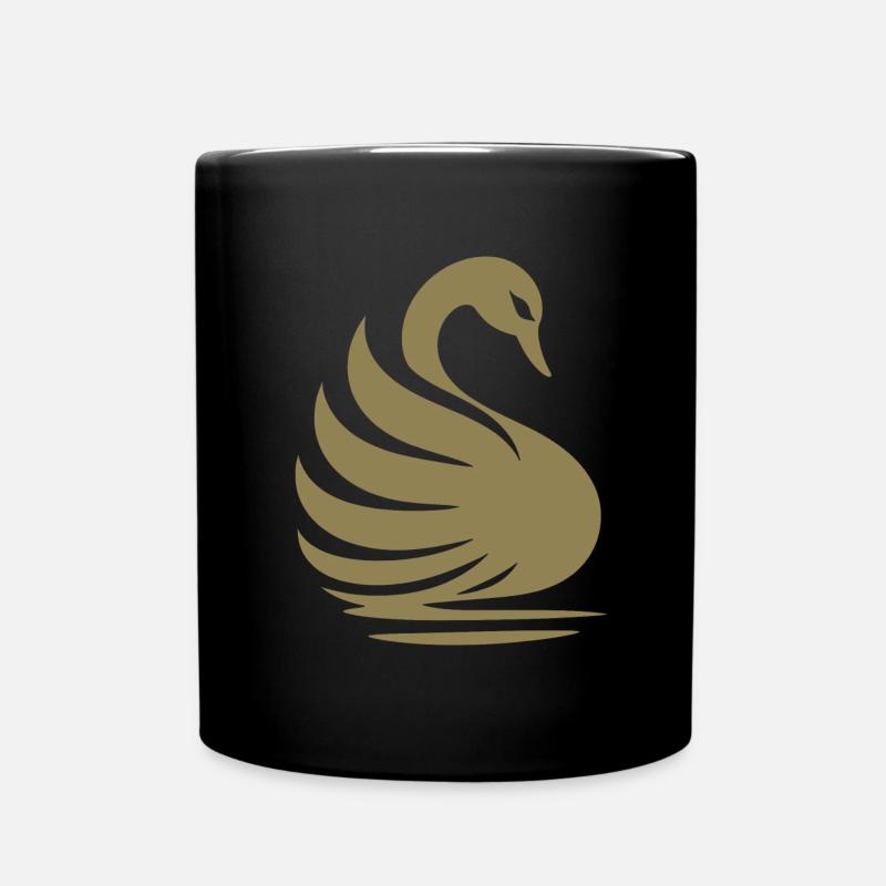 Silhouette élégante de cygne : la grâce sur l’eau - Mug uni - noir