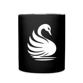 Elegante Schwan-Silhouette: Anmut auf dem Wasser - Tasse einfarbig - Schwarz - Vorne