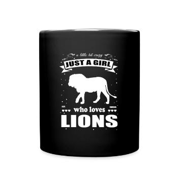 Just a Girl who loves Löwen Outfit - Tasse einfarbig - Schwarz - Vorne