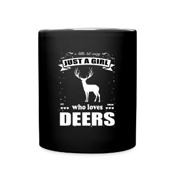 Just a Girl who loves Hirsche Outfit - Tasse einfarbig - Schwarz - Vorne