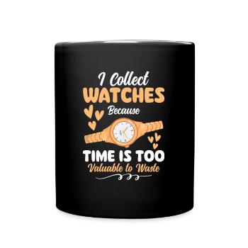 Uhrensammler Uhren Sammler Uhrwerk - Tasse einfarbig - Schwarz - Vorne