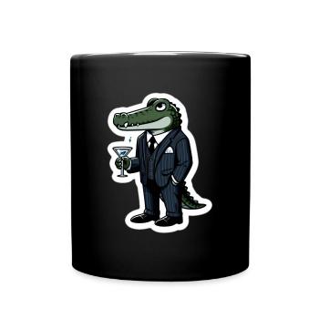 Gator im Anzug: Business-Cocktail - Tasse einfarbig - Schwarz - Vorne