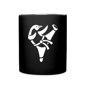 Pinguin Karate Kampfsport Kampfkunst Silhouette - Tasse einfarbig - Schwarz - Vorne