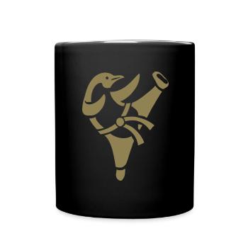 Pinguin Karate Kampfsport Kampfkunst Silhouette - Tasse einfarbig - Schwarz - Vorne