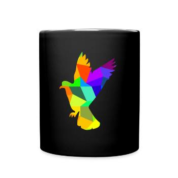 Taube Vogel Regenbogen Tiere Polygon - Tasse einfarbig - Schwarz - Vorne