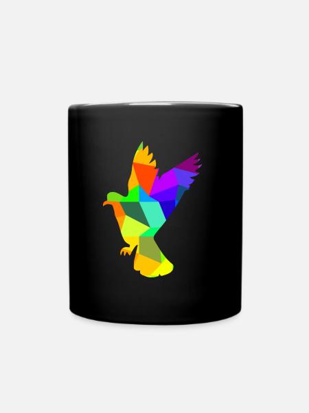 Taube Vogel Regenbogen Tiere Polygon - Tasse einfarbig - Schwarz