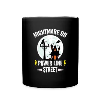 Nightmare on Power Line Street – Lineman Halloween - Full Colour Mug - black - Front