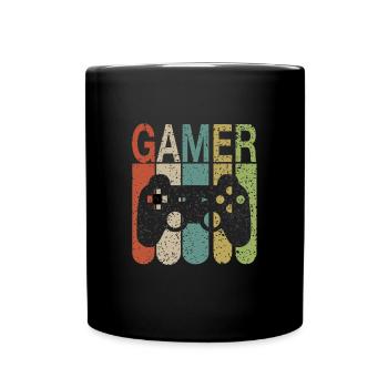 Gamer - nerd - gaming -nerdy - Geschenk Gaming - Tasse einfarbig - Schwarz - Vorne
