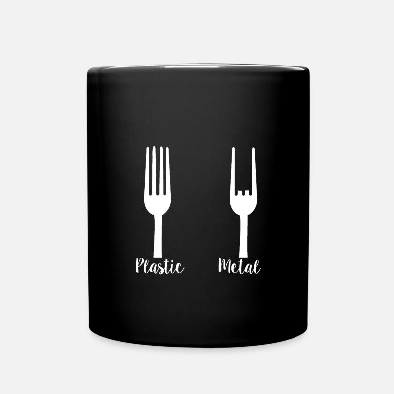 Plastik Metal Heavy Metal Gabel Pommesgabel Gabeln - Tasse einfarbig - Schwarz