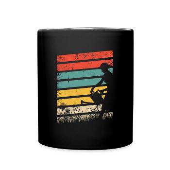 Gartenarbeit Retro Rasenmähen Gärtner Schrebergart - Tasse einfarbig - Schwarz - Vorne
