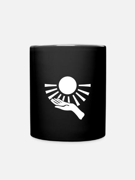 Hände Sonne - Tasse einfarbig - Schwarz