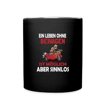 Beiwagen Motorradgespann Seitenwagen Gespann - Tasse einfarbig - Schwarz - Vorne