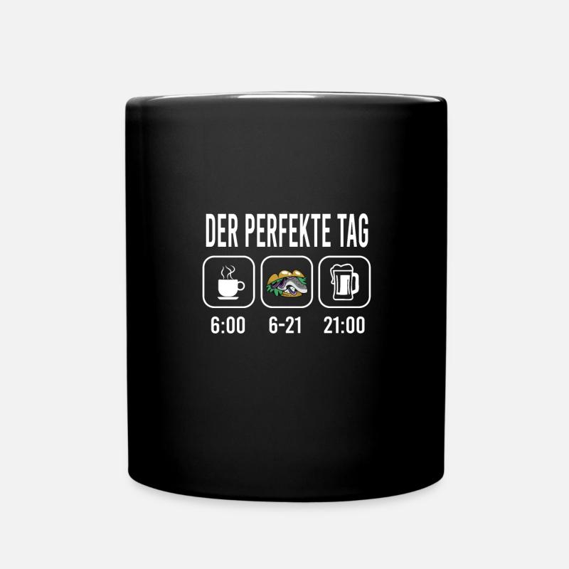 Fischbrötchen mit Pommes - Tasse einfarbig - Schwarz