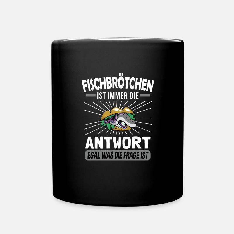 Fischbrötchen mit Pommes - Tasse einfarbig - Schwarz
