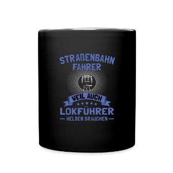 Straßenbahnfahrer Straßenbahn S-Bahn - Tasse einfarbig - Schwarz - Vorne