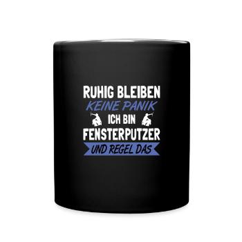 Fensterputzer Fensterreiniger Glasreiniger - Tasse einfarbig - Schwarz - Vorne