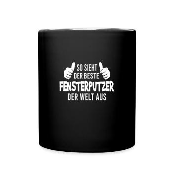 Fensterputzer Fensterreiniger Glasreiniger - Tasse einfarbig - Schwarz - Vorne