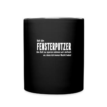 Fensterputzer Fensterreiniger Glasreiniger - Tasse einfarbig - Schwarz - Vorne