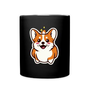 Mignon Petit Corgi chien amoureux chiot - Mug uni - noir - Devant