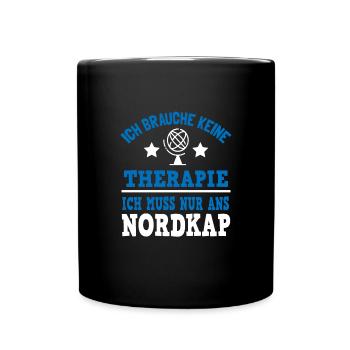 Nordkap Reise Norwegen Nordlichter - Tasse einfarbig - Schwarz - Vorne
