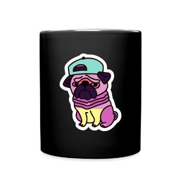 Hip-Hop Pug 80s 90s Dog Puppy - Full Colour Mug - black - Front