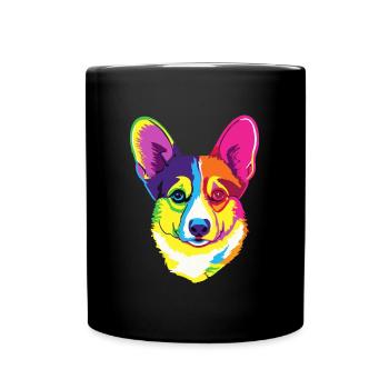 Rainbow Corgi Popart Chien Gallois - Mug uni - noir - Devant