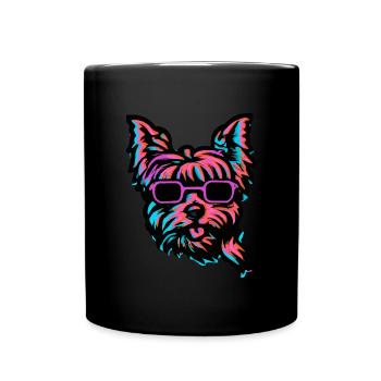Yorkshire Terrier Synthwave Chien Yorkie - Mug uni - noir - Devant