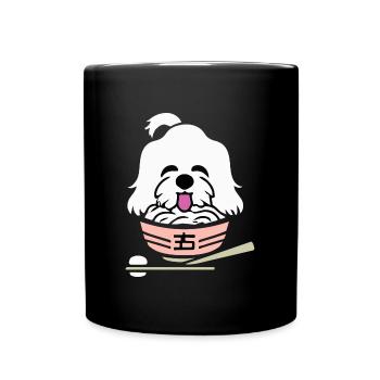 Chien maltais Ramen Drôle Chien Cadeau Rétro - Mug uni - noir - Devant
