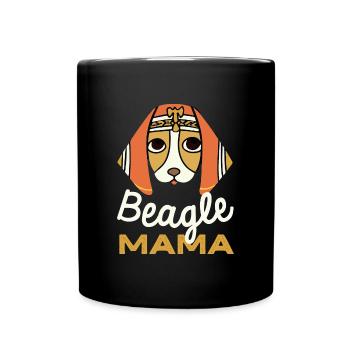 Beagle Mama Pharaoh Hund Geschenk Retro - Tasse einfarbig - Schwarz - Vorne