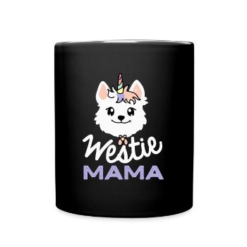 Westie Mama Unicorn Hund Geschenk Westie - Tasse einfarbig - Schwarz - Vorne