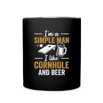 Einfacher Mann Cornhole und Bier - Tasse einfarbig - Schwarz - Vorne