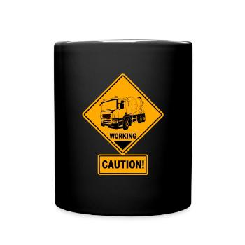 Betonmischerauto - Betonmischer LKW - Tasse einfarbig - Schwarz - Vorne