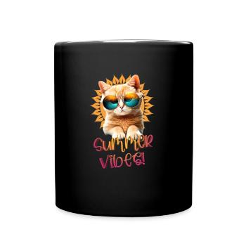 Ambiance estivale chat - Mug uni - noir - Devant