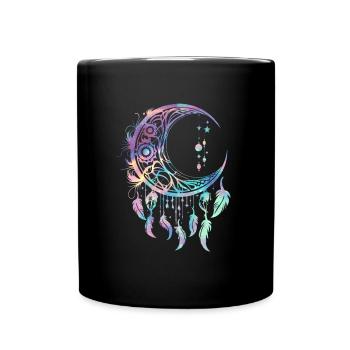 Dream Catcher, Moon, Wicca, Gothic, Tarot, Tribal - Full Colour Mug - black - Front