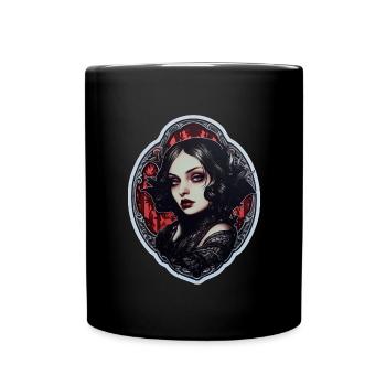 Goth Girl Gothic Rot Vampir Mystisch - Tasse einfarbig - Schwarz - Vorne