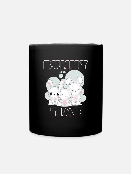 Bunny Time Rabbit Rabbits Funny Graphic - Full Colour Mug - black