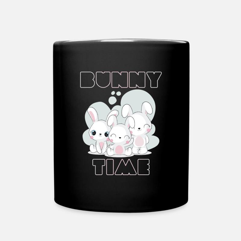 Bunny Time Rabbit Rabbits Funny Graphic - Full Colour Mug - black