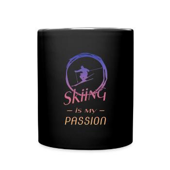 Ski fahren - Skifahren - Ski - Skiing - Tasse einfarbig - Schwarz - Vorne
