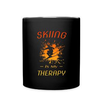 skiing ski Skifahren - Tasse einfarbig - Schwarz - Vorne