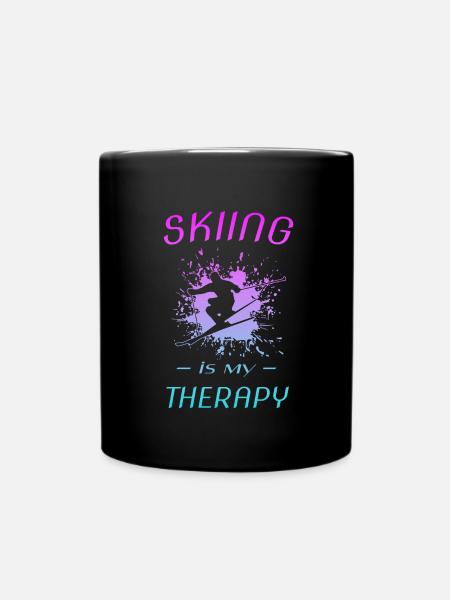 Skifahren - Tasse einfarbig - Schwarz