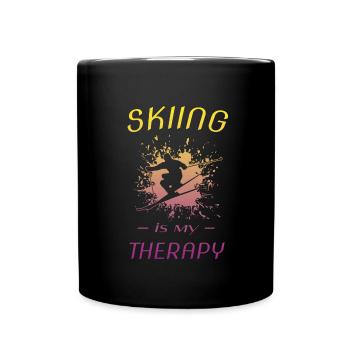 skiing ski skifahren - Tasse einfarbig - Schwarz - Vorne