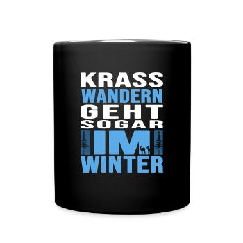 Wandern Wanderstock Winterwandern - Tasse einfarbig - Schwarz - Vorne